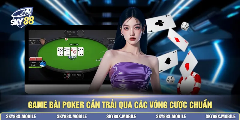 Game bài Poker cần trải qua các vòng cược chuẩn